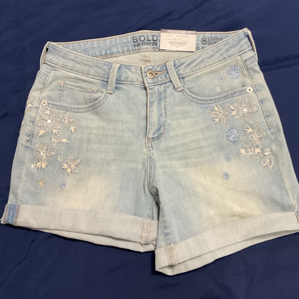 BOLD elements Blue Jean Shorts Distressed Artistic Style
